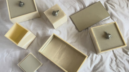 Bea Resin Box, Square L With Lid and Leather Insert