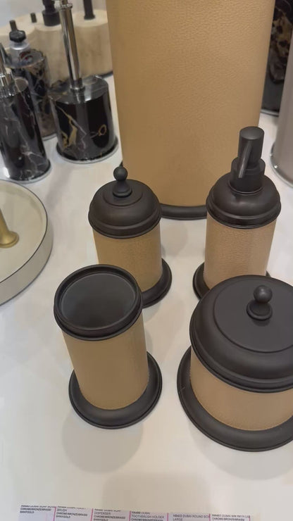 Dubai Leather-Covered Metal Soap Dispenser