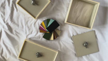 Bea Resin Box, Square L With Lid and Leather Insert