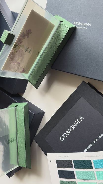 Io Picture Leather-Covered Wood Frame w Polished Glass Frame