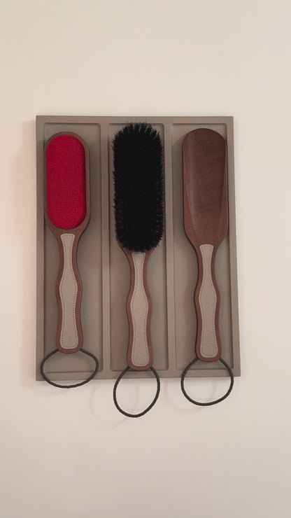 Poise Leather and Wood Clothes Care Set with Tray
