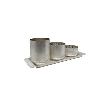 Silver-plated metal small bowl in matte CANAPA texture, perfect for serving nuts, olives or condiments with minimalist elegance | Tableware & Serveware / Bowls | 2Jour Concierge, your luxury lifestyle shop