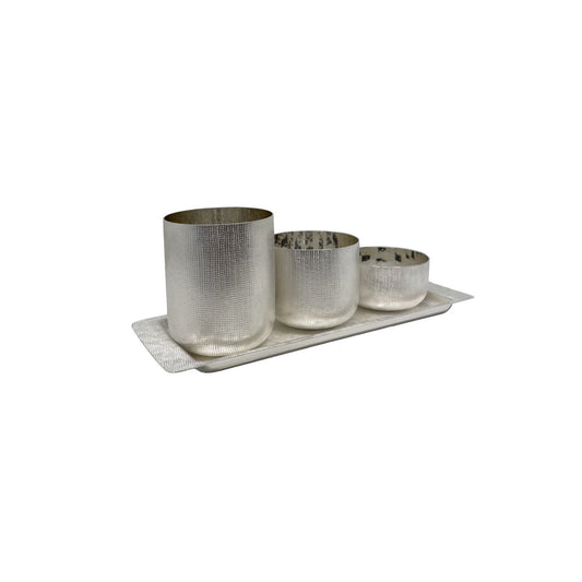 Silver-plated metal small bowl in matte CANAPA texture, perfect for serving nuts, olives or condiments with minimalist elegance | Tableware & Serveware / Bowls | 2Jour Concierge, your luxury lifestyle shop