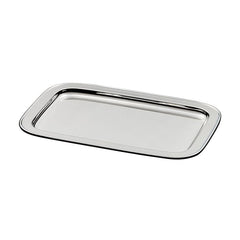 Italia Smooth Texture Metal Tray Square w Shiny Silver-Plated Finish